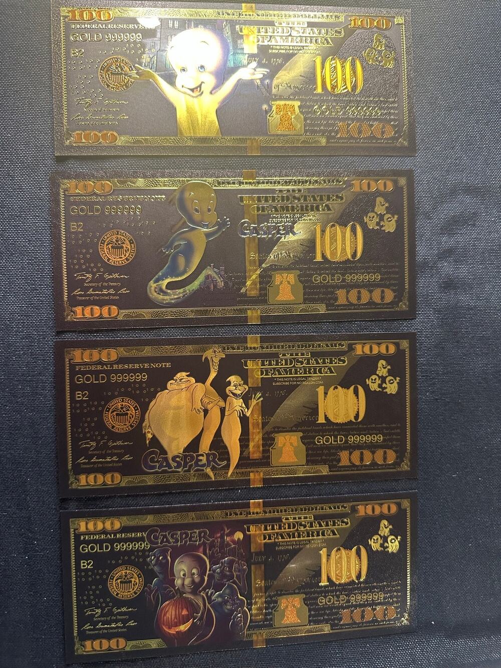 Casper The Friendly Ghost 4-Piece Gold Foil Novelty Note Set Halloween Collect